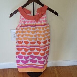 Girls Coral Pink  Scallop Print Sundress